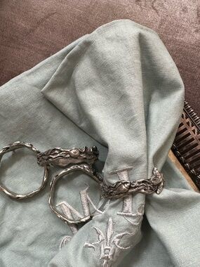 4 Pewter Nautical Design, signed Napkin Rings